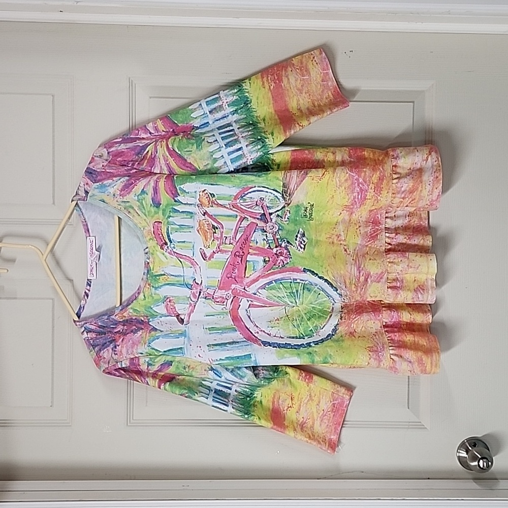 Leoma Lovegrove Relaxed Ruffle Hem Bike Print Top - Multicolor